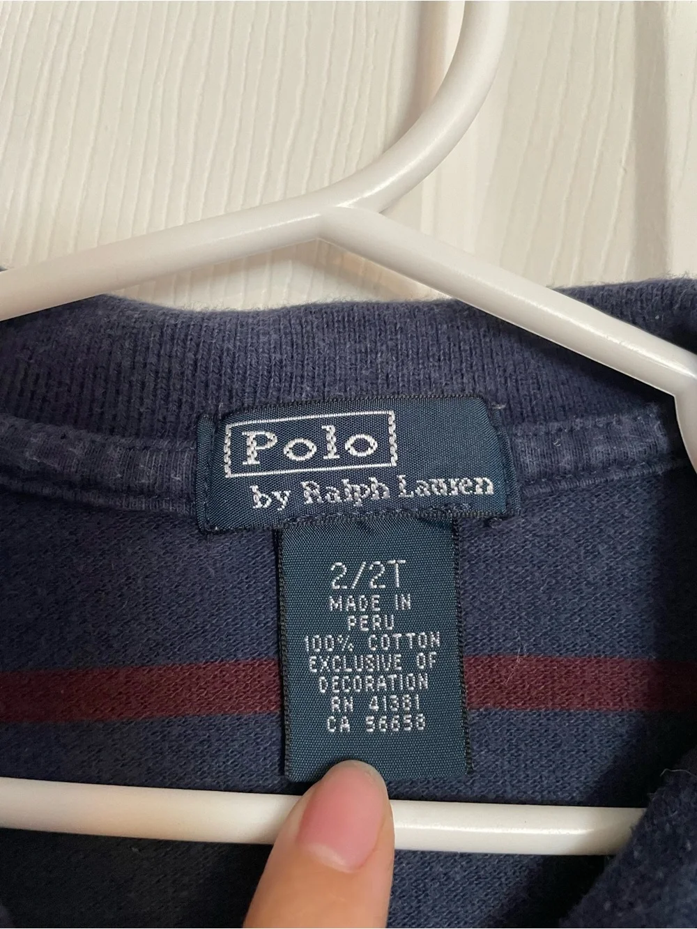 Polo by Ralph Lauren Navy & Burgundy Striped Long-Sleeve Polo with Yellow Logo